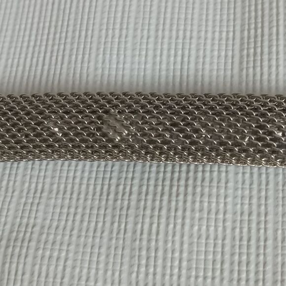 Vintage Unsigned Silver Tone Beads & Pink Rhinestones Mesh Choker Style Necklace - Picture 8 of 11